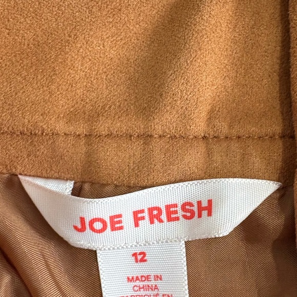 Joe Fresh tan brown faux suede button front skirt size 12 with pockets - Picture 8 of 9